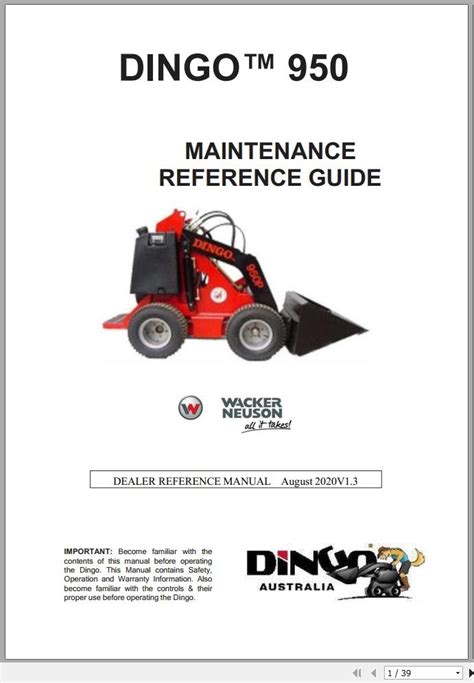 dingo mini digger 950p|dingo 950 service manual.